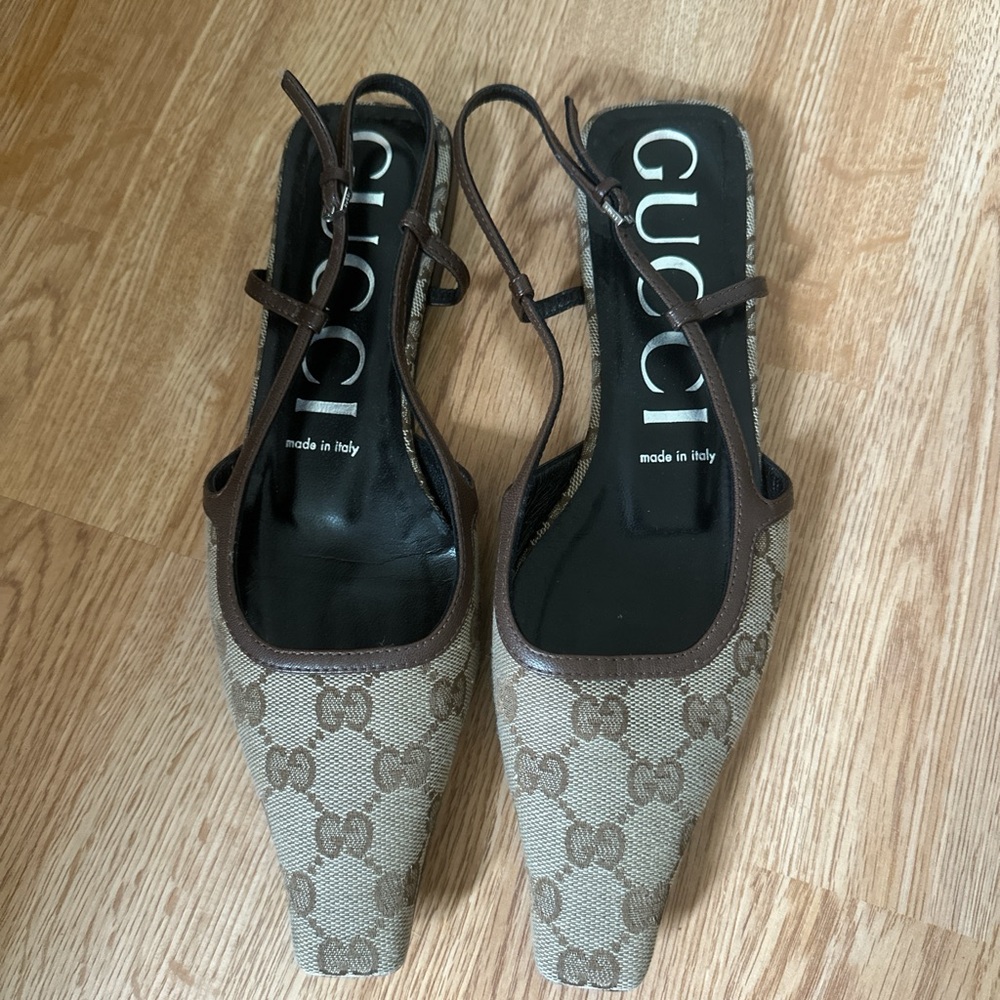 Gucci Slingback Canvas Flats